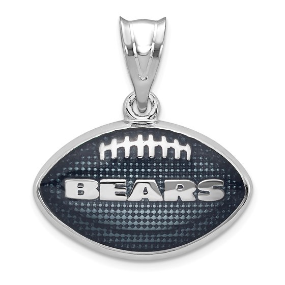 Sterling Silver Chicago Bears Enameled Football Pendant Sterling Silver Chicago Bears Enameled Football Pendant